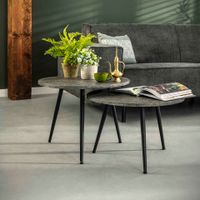 Salontafel Marcia Set van 2 stuks, Ø55cm - Grijs - Rond