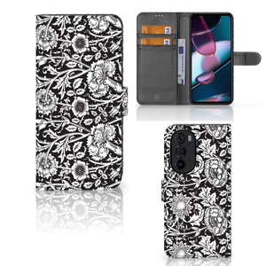 Motorola Edge 30 Pro Hoesje Black Flowers