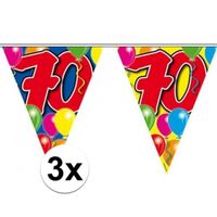 3x Feestartikelen Leeftijd vlaggenlijn 70 jaar 10 meter - thumbnail