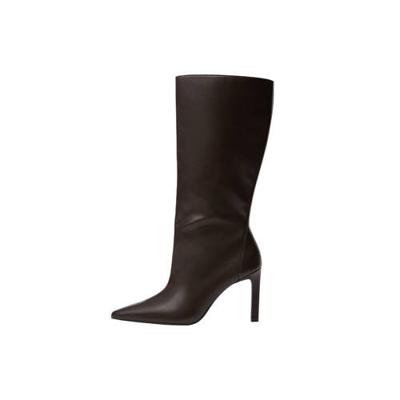 Mango leren laarzen donkerbruin