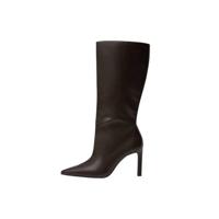 Mango leren laarzen donkerbruin