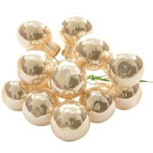 10x Parel mini kerstballen kerststukje stekers 2 cm glans