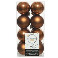 16x stuks kunststof kerstballen kaneel bruin 4 cm glans/mat - thumbnail