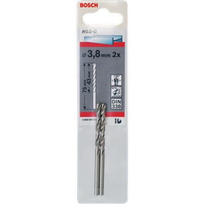 Bosch Accessories 2608585915 HSS Metaal-spiraalboor 3.8 mm Gezamenlijke lengte 75 mm Geslepen DIN 338 Cilinderschacht 2 stuk(s)