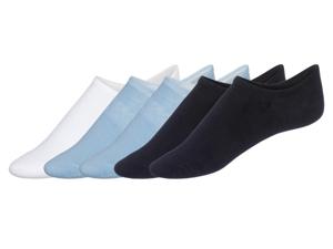 esmara 5 paar dames sneakersokken (39-42, Wit/Blauw/Marineblauw)