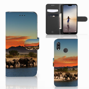 Huawei P20 Lite Telefoonhoesje met Pasjes Olifanten