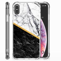 Apple iPhone X | Xs Anti-Shock Hoesje Marmer Wit Zwart - Origineel Cadeau Man - thumbnail