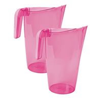 2x stuks waterkan/sapkan transparant/roze met inhoud 1.75 liter kunststof - thumbnail