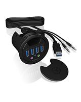 ICY BOX USB-Tafelhub (60 mm) voor inbouw, 4x USB 3.0-poorten, audio in-/uitgang, kabeldoorvoer, IB-HUB1403A