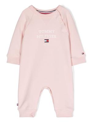 Tommy Hilfiger Junior Katoenen romper met logoprint - Roze