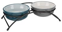 TRIXIE Eat on Feet voederbak voor honden, petrolblauw/lichtblauw/grijs/lichtgrijs, 2 × 1,6 l/ø20 cm