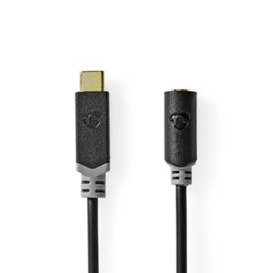 Nedis CCBW65960AT10 Usb-c™ Adapter Usb 2.0 Usb-c™ Male 3,5 Mm Female 1.00 M Rond Verguld Pvc Zwart Doos