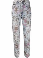 Philipp Plein jean ample à motif monogrammé - Bleu