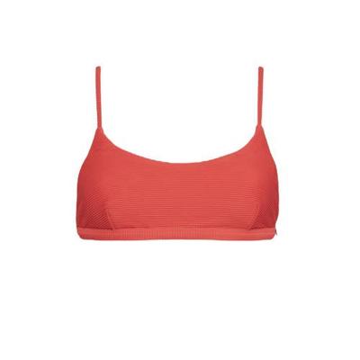 Seafolly crop bikinitop met rib textuur koraalrood