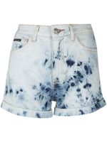 Philipp Plein short en jean à effet délavé - Bleu