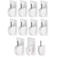 Tesa powerstrips ophanghaken - 8x - wit - kunststof - 4 x 2,2 cm - gordijnrails