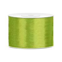 1x Groene satijnlint rollen 5 cm x 25 meter cadeaulint verpakkingsmateriaal   - - thumbnail