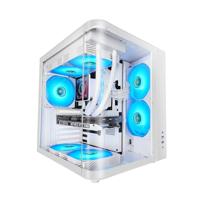Mars Gaming MC-CURV, Gaming-ATX-behuizing, Drievoudig Gebogen Doorlopend Gehard Glas Voor en Zijkant, Dubbele Kamerstructuur, Compacte PC-Mid-Tower, Grote Interne Capaciteit, USB-C, USB 3.0, Wit