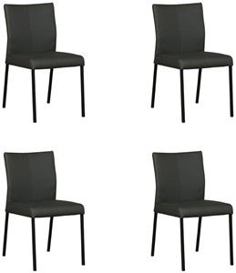 Set van 4 Donkergroene leren moderne eetkamerstoelen Basic - poot vierkant zwart - Toledo Leer Verde (donkergroen leer)