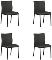 Set van 4 Donkergroene leren moderne eetkamerstoelen Basic - poot vierkant zwart - Toledo Leer Verde (donkergroen leer) - thumbnail