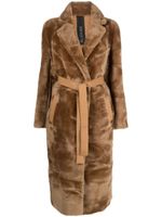 Blancha reversible belted shearling coat - Marron