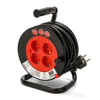 DIY-kabelhaspel met 4 standaard Schuko-aansluitingen, H05VV-F3G1.5MM2-kabel, 15 meter, CE