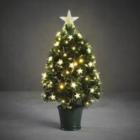 Fiber Optic kerstboom/kunstboom - met sterren verlichting - 60 cm - thumbnail