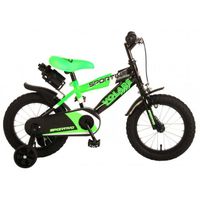 volare sportivo kinderfiets - jongens - 14 inch - neon groen/zwart - 95% afgemonteerd