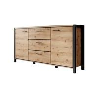 Meubella Dressoir Acapulco - Eiken - Zwart - 180 cm