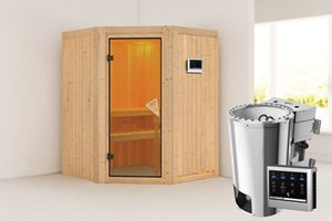 Karibu | Minja Sauna | Bronzeglas Deur | Kachel 3,6 kW Externe Bediening