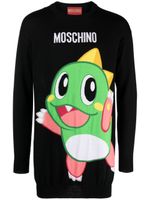 Moschino cartoon-embroidered fine-knit mini dress - Noir