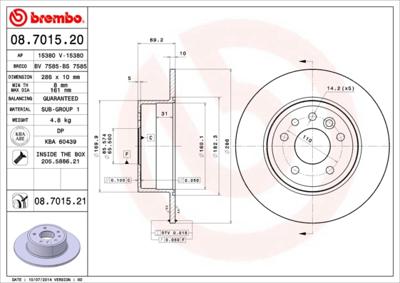 Remschijf BREMBO, Remschijftype: Massief, u.a. fÃ¼r Saab