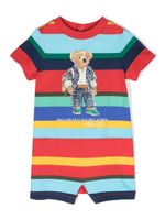 Ralph Lauren Kids barboteuse rayée à motif ourson - Bleu