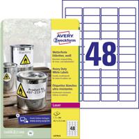 Avery-Zweckform L4778-8 Folie-etiketten 45.7 x 21.2 mm Polyester folie Wit 384 stuk(s) Permanent hechtend Laser (kleur), Laser (zwart/wit), Kopiëren (kleur), - thumbnail