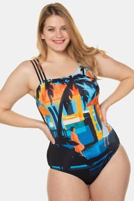 Ulla Popken Badpak, softcups, stadmotief - Grote Maten