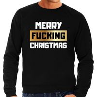 Foute kerstborrel trui / kersttrui merry fucking christmas zwart voor heren 2XL (56)  -