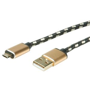 ROLINE 11.02.8820 USB-kabel USB 2.0 1,8 m USB C Micro-USB B Zwart, Goud