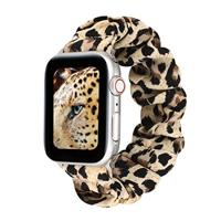 By Qubix - Elastisch scrunchie nylon bandje - Panterprint - Compatible met Apple Watch 44mm / 45mm / 46mm / 49mm - Compatible Apple watch bandjes