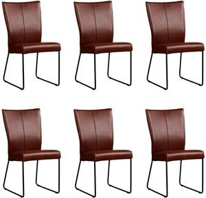 Set van 6 Cognac leren industriële eetkamerstoelen Mate - Granada leer Cognac (cognac leer)