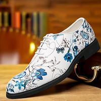 Voor heren Oxfords Formele Schoenen Bullock Shoes Jurk schoenen Wandelen Vintage Dagelijks PU Comfortabel Veters Wit / Blauw Kleurenblok Herfst Lightinthebox