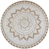 vidaXL Tapijt met Print Rond 150 cm Gevlochten Jute Tapijten Kleed Vloerkleed