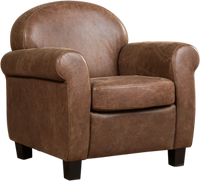 Bruine leren klassieke fauteuil Roommate - poot hout bruin - Vintage Leer Brown (bruin leer) - thumbnail