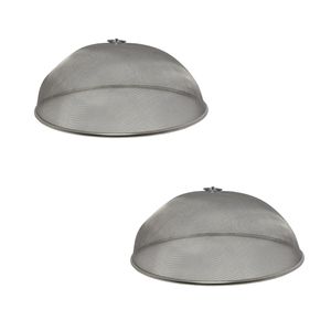 2x Vliegenkappen zilver voor voedsel 35 cm voedselkap