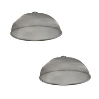 2x Vliegenkappen zilver voor voedsel 35 cm voedselkap