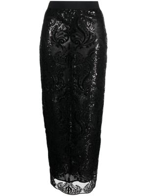 Semicouture Midi-rok met pailletten - Zwart