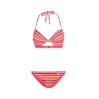 Lascana push-up bikini met all over print roze/oranje/geel