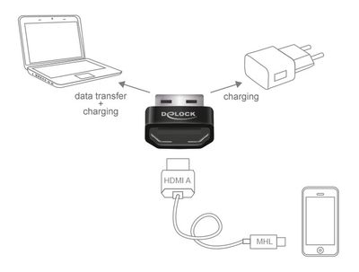 Delock Mobiele telefoon Adapter [1x HDMI-bus - 1x USB-A 2.0 stekker] 65680