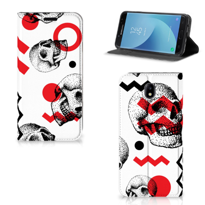 Mobiel BookCase Samsung Galaxy J7 2017 | J7 Pro Skull Red