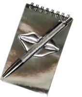 LG-Imports notitieboekje glitter lippen 13 x 8 cm papier zilver