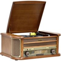 Reflexion HIF2002 Retro-stereoset FM, CD, Cassette, Platenspeler, USB Behuizing van echt hout, Opnamefunctie, Incl. afstandsbediening 2 x 40 W Hout